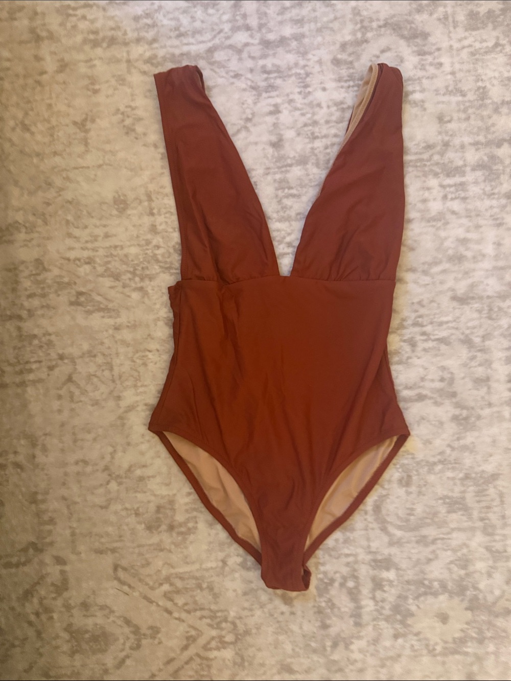 J. Crew Deep V One-Piece Swimsuit in Rust